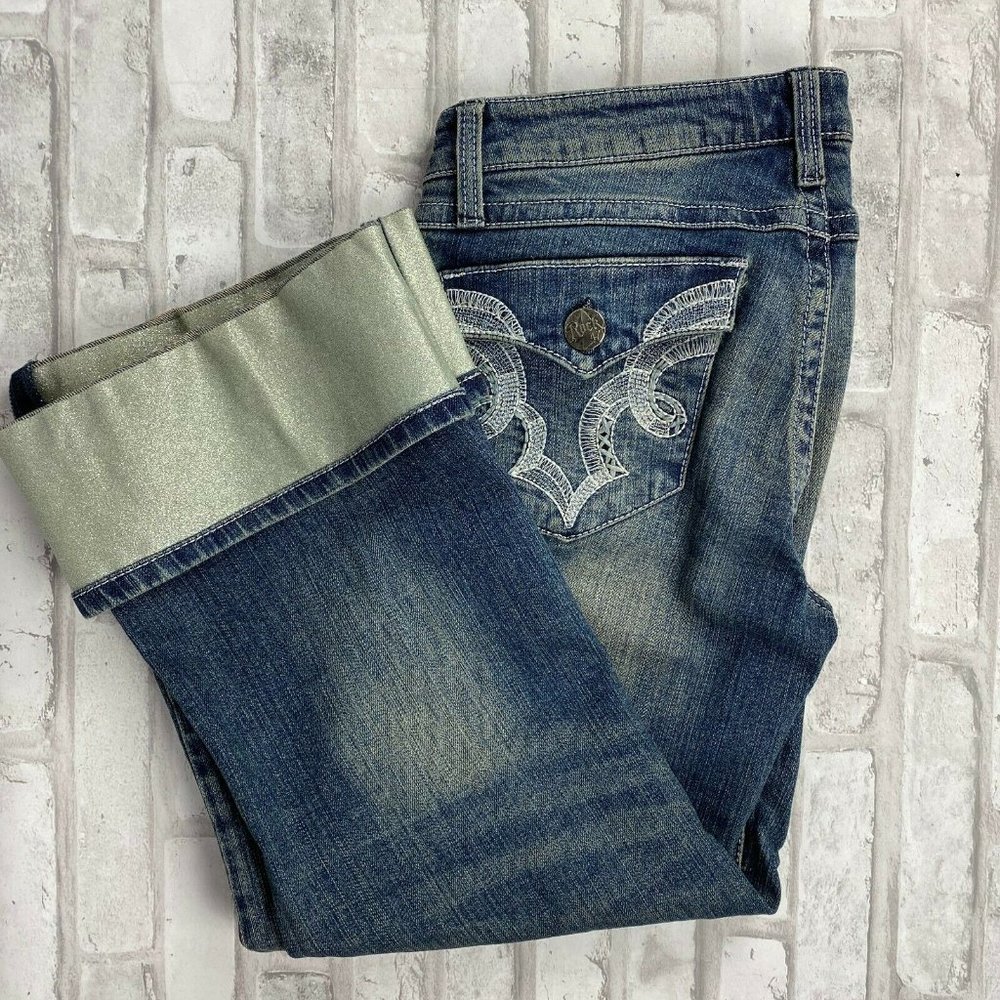 Rock 47 By Wrangler Jeans Capris Glitter Cuffs